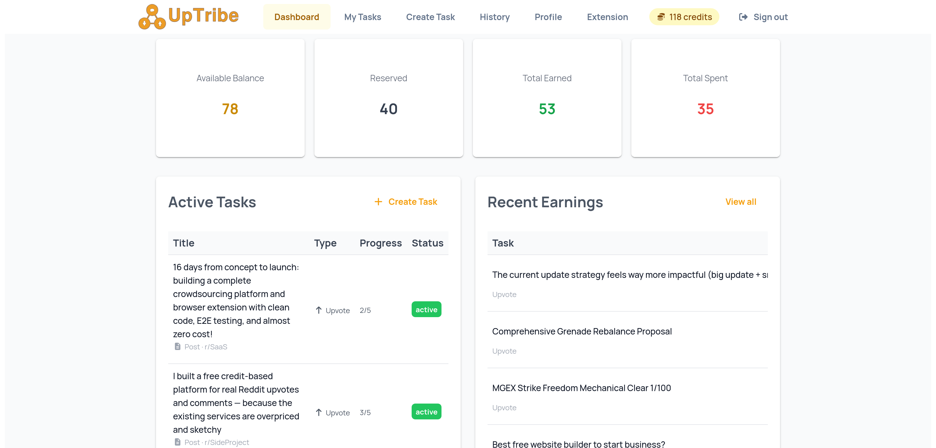 Screenshot of UpTribe 3